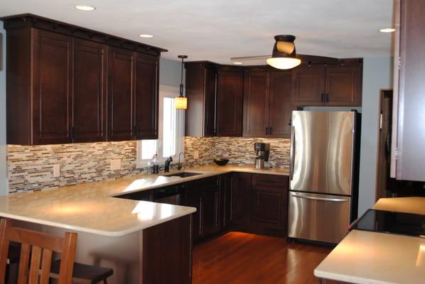 HomeCrest cabinets, Cambria quartz tops and tile backsplash