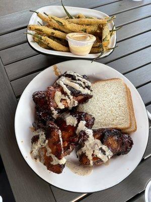 Chicken Thighs and fried okra