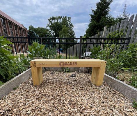 Garden bench made by a Baker student!