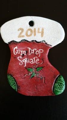 Gum Drop Square ornaments hand made by EG&F Studio.  Proceeds benefit The Partnership for Warrenton