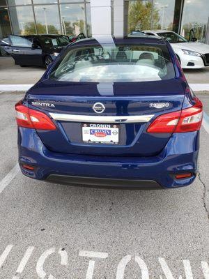 Kaleb Kincaid delivers our new Sentra S keys to Crystal.