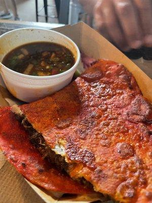 Birria Quesadilla with consommé