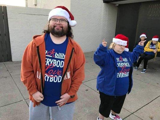 Waiting on the Christmas parade to begin