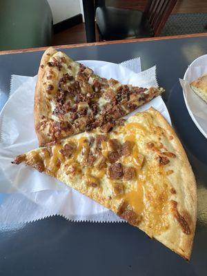 Chicken Bacon Ranch and Chicken Wing Pizza