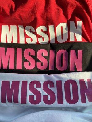 Shirts with defining my mission