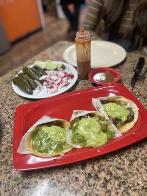 Three of their amazing tacos