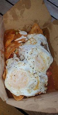 Chillaquiles with 2 fried eggs just yummy