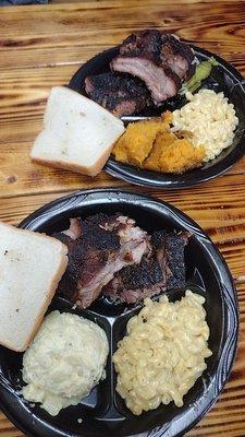 Ribs . brisket.mac and cheese.potato salad.sweet potato casserole