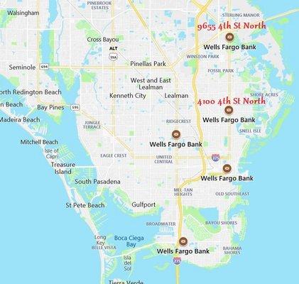 Wells Fargo locations-St Petersburg, FL and area