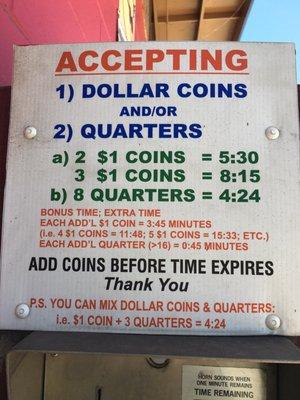 Use the dollar coins, the machines do give out quarters/dollar coins too.