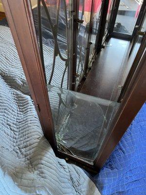 They broke our china cabinet.