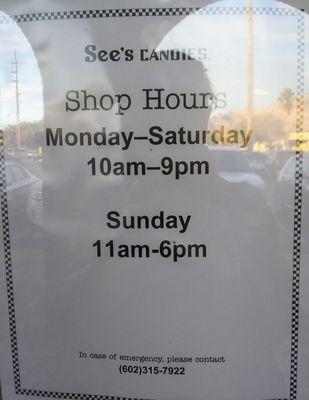 See's Candy: store hours for the #holidays on 7113 North Oracle next to the Whole Foods.