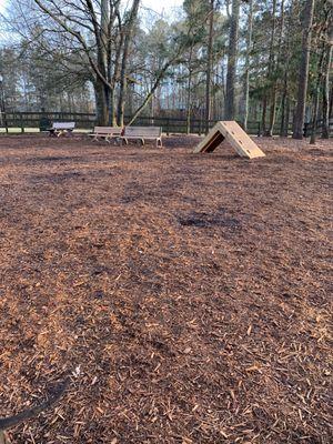 Benches near entrance to large dog area