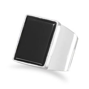 Rectangular sterling silver and black onyx ring. Mens Collection