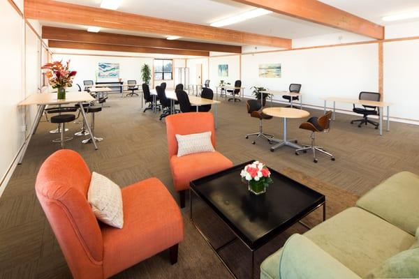 2,000 Sq Ft Co-working space on Treasure Island in San Fran. Includes beautifully landscaped outdoor courtyard and free parking for guests.