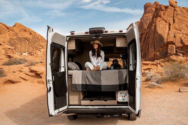 Solis Campervan from Indie Campers feels like a small home on wheels. This Class-B camper has everything you need for a camping trip.