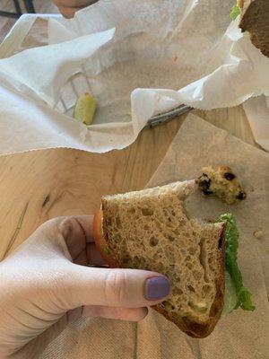 Hummus and veggie sandwich on sourdough - sourdough was excellent!