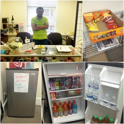 This is Peter. And his fridge full of complimentary bevs for his customers!