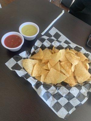 Chips and Dips (green sauce was amazing)