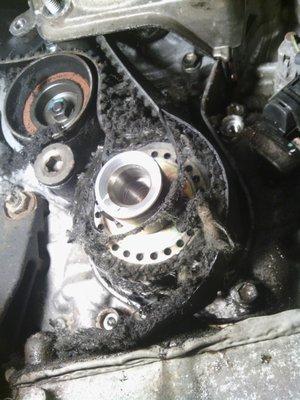 06 Toyota V6, did not change timing belt on time look what happened, We saved it.