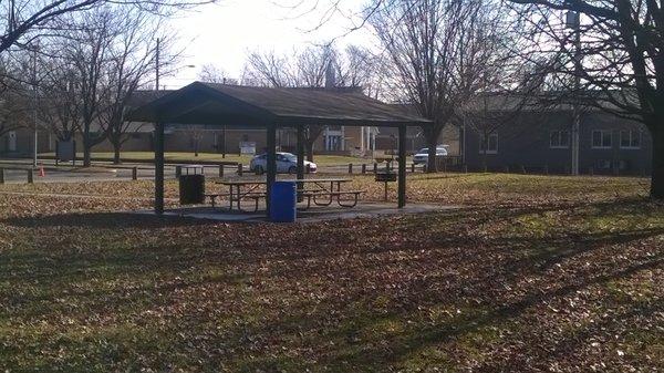 shelter and picnic tables