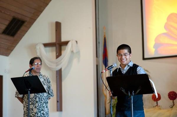 John sharing his testimony before getting baptized :)