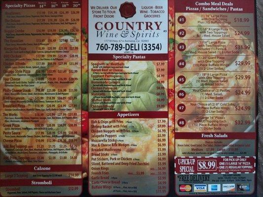 Delivery menu