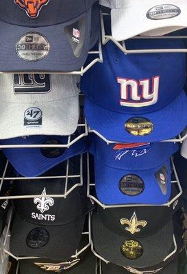 A variety of hats on display.