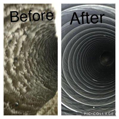 Before and After photo of our vent cleaning