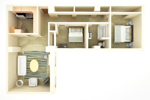 2 bedroom floor plan