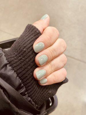 Gel manicure, the color is sage. I'm obsessed.