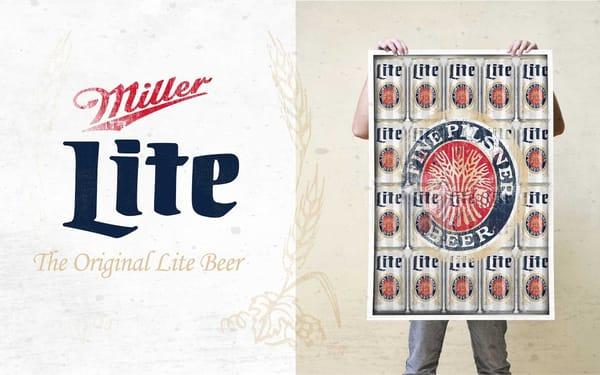 Retro branding and packaging design for Miller Lite