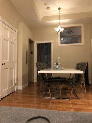 Dining room and the elevator that opens directly into the condo.