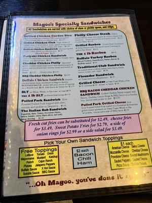 Pictures of the Menu