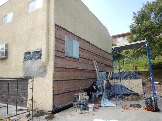 Replacement of stucco Water proofing