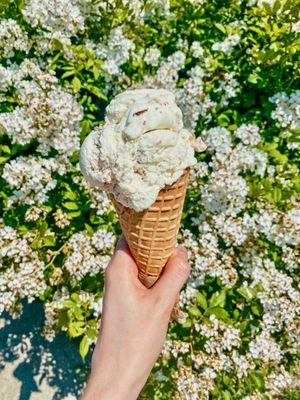 Key lime pie ice cream in a waffle cone. Sooo good! Taste exactly like the pie