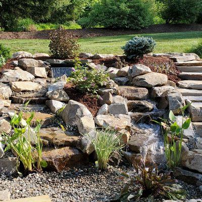 Double stream waterfall pondless