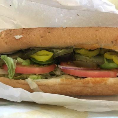 veggie sub on Italian herb & cheese