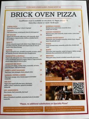 New pizza menu.