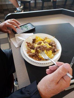 Sausage hash brown egg bowl