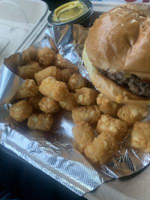 Burger and tots