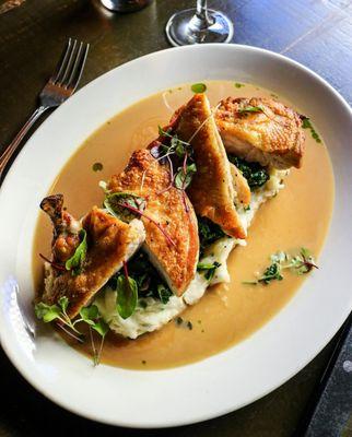 Murray's Farm Free Range 1/2 Chicken, a patron favorite Dinner menu dish.