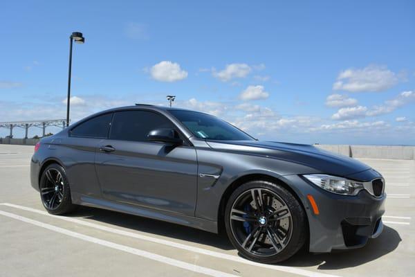 Tint work done at Presto Window Tinting. 2015 BMW M4 Coupe