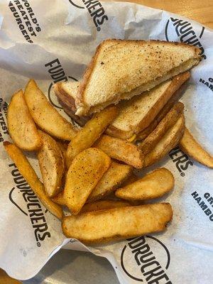 kids menu grilled cheese and fries