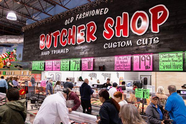 Our old fashioned butcher shop offers a huge selection of fresh meat.