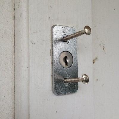 Don't get locked out of your garage when you lose power. Emergency release garage lock installed.