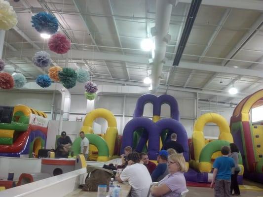 Tons of really nice inflatable slides and obstacle courses