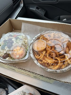 Side Greek Salad Oldbay Curly Fries