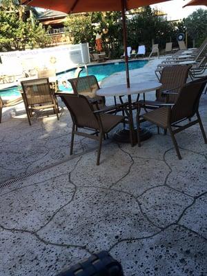 View from the end of the bar into the pool area.