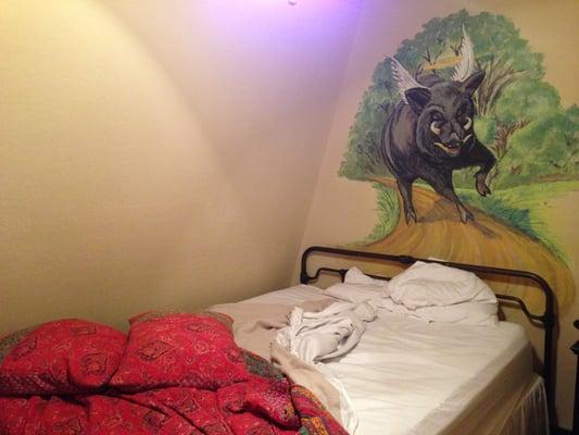 Bedroom #2 has a winged boar to watch over you while you sleep.